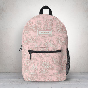 Elegante Vintage Rose Goldtoile de jouy Bedruckter Rucksack