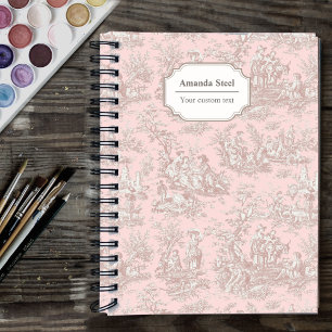 Elegante Vintage Rose Goldtoile de jouy Notizbuch