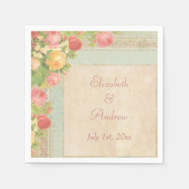 Elegante Vintage Rose Hochzeitsservice Serviette