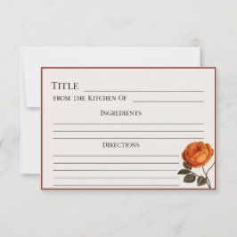Elegante Vintage Rose Rezept Karte druckbar Blüten
