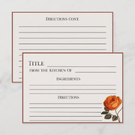 Elegante Vintage Rose Rezept Karte druckbar Blüten