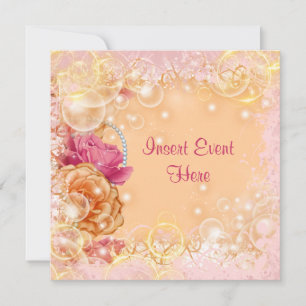 Elegante Vintage Rose rosa Orange Einladung