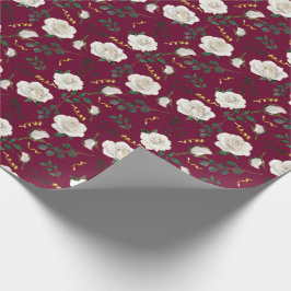 Elegante Vintage Rose Roter Botanischer Urlaub Geschenkpapier