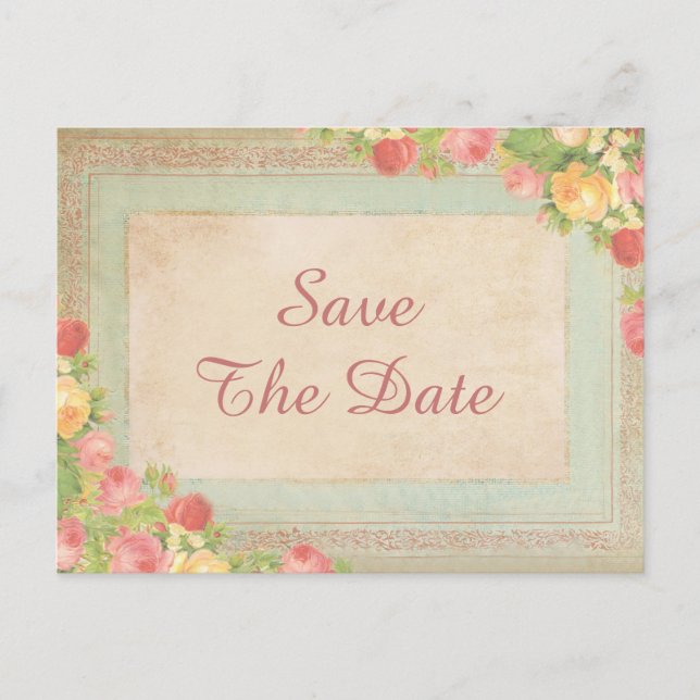 Elegante Vintage Rose Save the Date 85. Ankündigungspostkarte