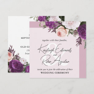 Elegante Vintage Rose und Dusty Mauve Wedding Einladung