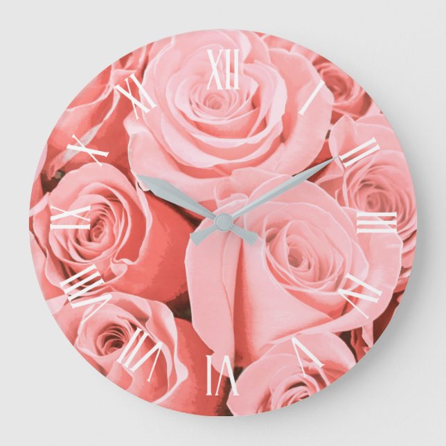Elegante Vintage Rose | Wall-Uhr Große Wanduhr (Vorderseite)