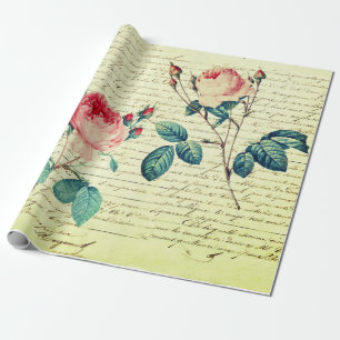 Elegante Vintage Rose zum Schreiben von französisc Geschenkpapier