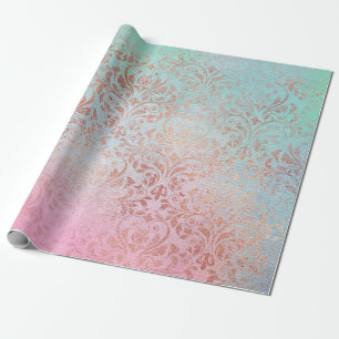 Elegante vintage roségoldene Damast-Wasserfarbe Geschenkpapier