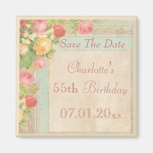 Elegante Vintage Rosen-55. Geburtstag Save the Magnet