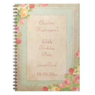 Elegante Vintage-Rosen 55. Geburtstagsfeier Notizblock