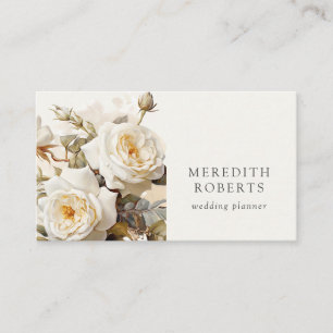 Elegante Vintage Rosen Antiqu Weiß Visitenkarte