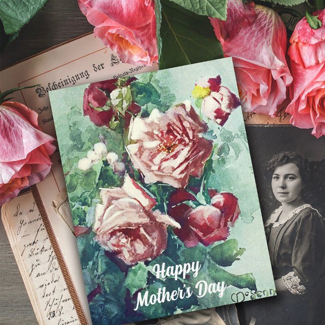 Elegante Vintage Rosen Aquarellmalerei Karte (Von Creator hochgeladen)