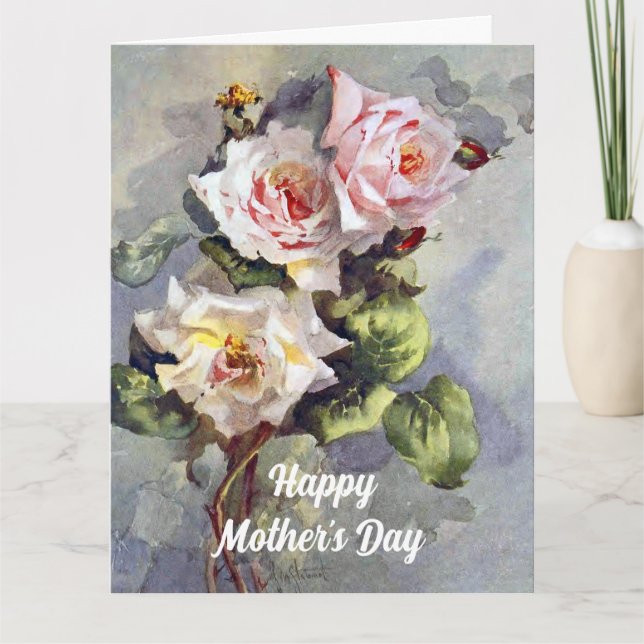 Elegante Vintage Rosen Aquarellmalerei Karte (Vorderseite)