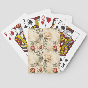 Elegante Vintage-Rosen-Blume Beige Floral Spielkarten