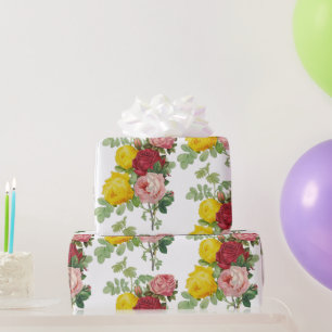 Elegante Vintage-Rosen Blumen-Geschenk  Geschenkpapier