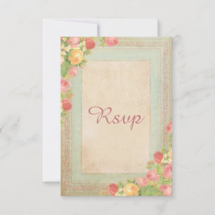 Elegante Vintage-Rosen Hochzeit RSVP Karte
