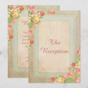 Elegante Vintage-Rosen Hochzeitsempfang Einladung