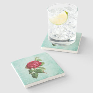 Elegante Vintage-Rosen-Illustration Steinuntersetzer