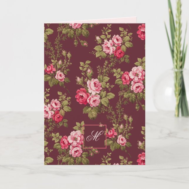 Elegante Vintage-Rosen mit Monogramm-marunem Hinte (Vorderseite)