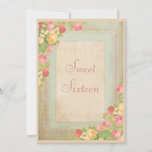 Elegante Vintage-Rosen Sweet Sixteen Einladung