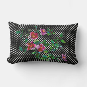 Elegante Vintage Rosenrosen-Polka-Punkte Lendenkissen