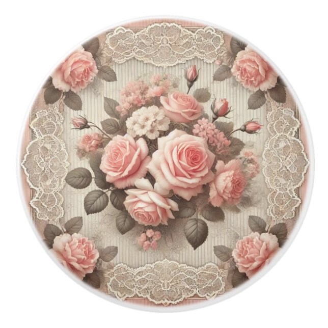 Elegante Vintage Rosenstraße mit Spitzen Keramikknauf (Vorderseite)