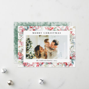 Elegante Vintage-Rote-Beeren Frohe Weihnachten Fot
