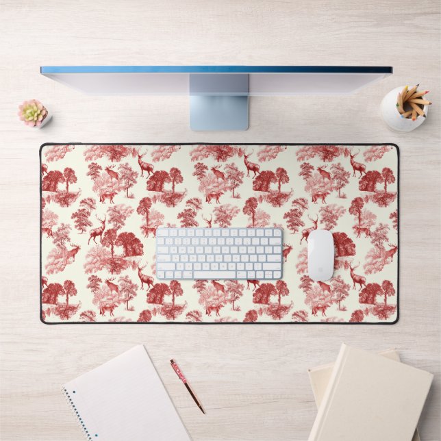 Elegante Vintage Rote Hirsche Fox Country Toile Schreibtischunterlage (Büro 1)