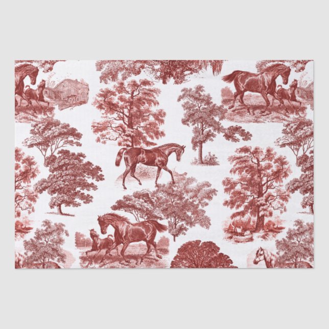 Elegante Vintage Rote Pferde Seidenpapier (Vorderseite)