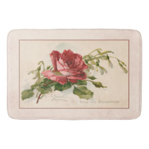 Elegante Vintage Rote Rose Badematte