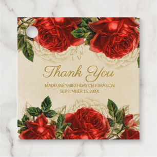 Elegante Vintage Rote Rosen Geburtstag Vielen Dank Geschenkanhänger