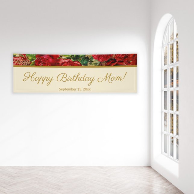 Elegante Vintage Rote Rosen Muttertag Banner (Von Creator hochgeladen)
