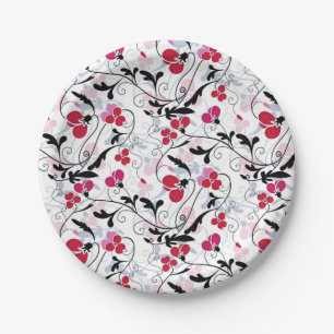 Elegante, Vintage Rote Rote Weintrauben Pappteller