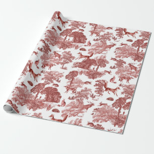 Elegante Vintage Rotfuchs Kaninchenbahn Geschenkpapier