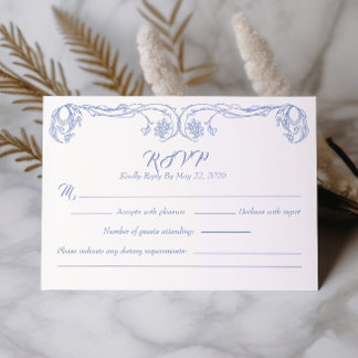 Elegante Vintage RSVP-Karte - Filigree "Grüne Rose Einladung