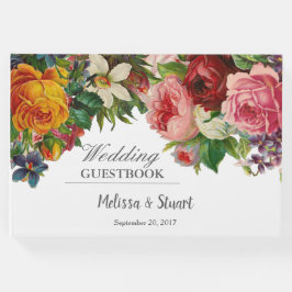 Elegante Vintage rustikale Rose Blume Hochzeit Gästebuch