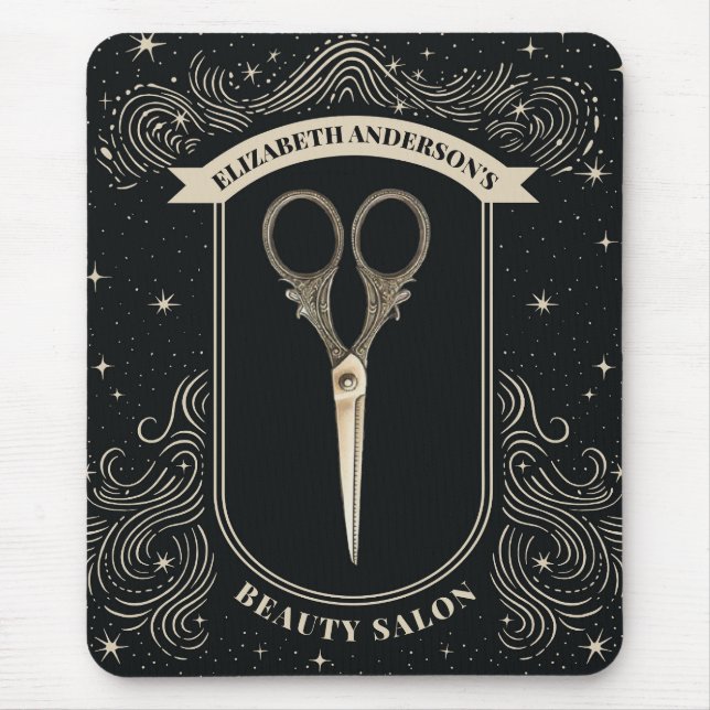 Elegante Vintage-Schere Friseursalon Mousepad (Vorne)