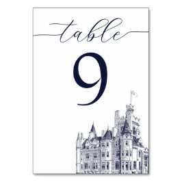 Elegante Vintage-Schloss-Destination-Hochzeit Tischnummer