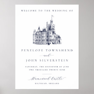 Elegante Vintage-Schloss Willkommen Hochzeit Poster