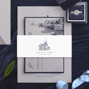 Elegante Vintage-Schloss Zielort-Hochzeit Einladungsbanderole