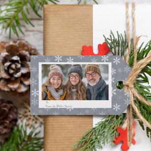 Elegante Vintage Schneeflocken Foto Geschenkanhänger