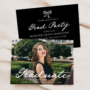 Elegante Vintage-Schrift Foto-Abschlussfeier Einladung