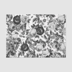 Elegante Vintage Schwarz-weiße Rose Seidenpapier