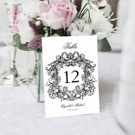 Elegante Vintage Schwarze Hochzeit Tischnummer