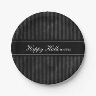 Elegante Vintage schwarze Streifen glücklich Hallo Pappteller