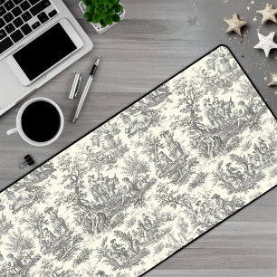 Elegante Vintage Schwarze Toile de jouy Schreibtischunterlage