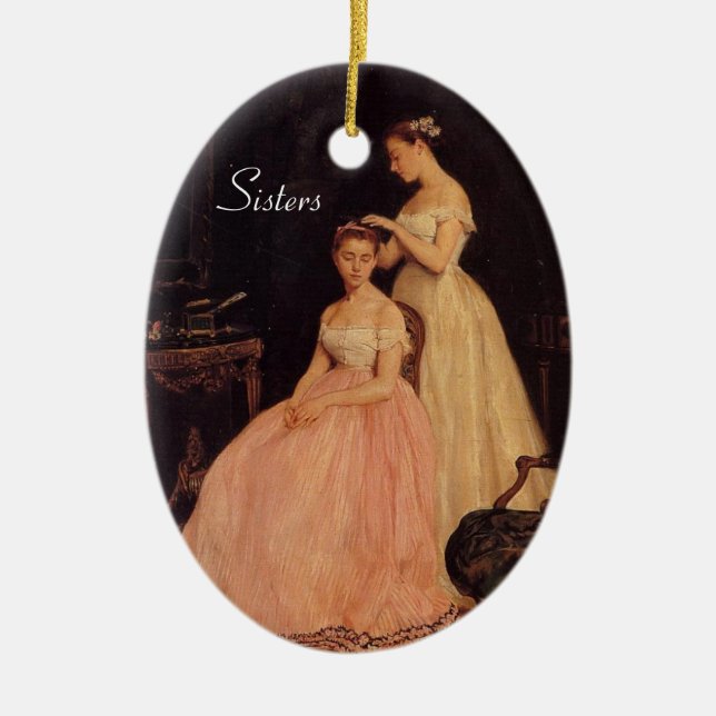 Elegante Vintage Schwester-Verzierung Keramikornament (Vorne)