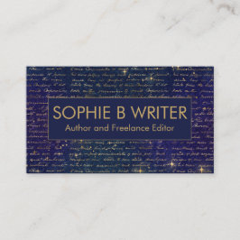 Elegante Vintage Script Navy Gold Writers Author Visitenkarte