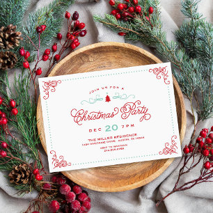 Elegante Vintage-Script-Weihnachtsfeier Einladung