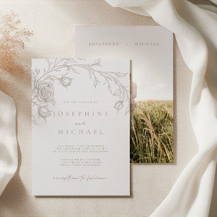 Elegante Vintage-Sepia-Hochzeit Einladung